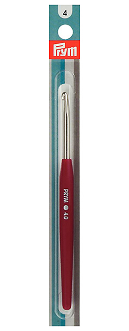Крючок для вязания 4.0 мм алюминиевый с пластиковой ручкой "Color" 